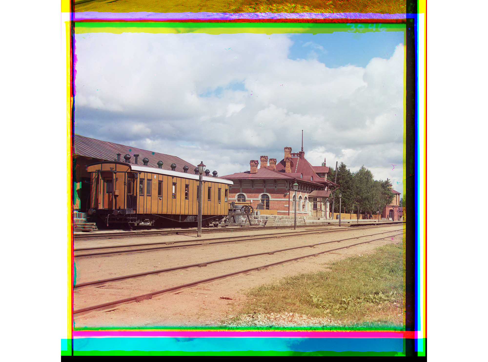 Bahnhof von Borodino. Als Fotolabor ausgerüsteter Eisenbahnwaggon, Borodino, 1911