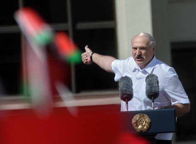 Lukaschenko spricht vor Anhängern in Minsk, August 2020 / Foto © Jewgeni Jertschak, Kommersant