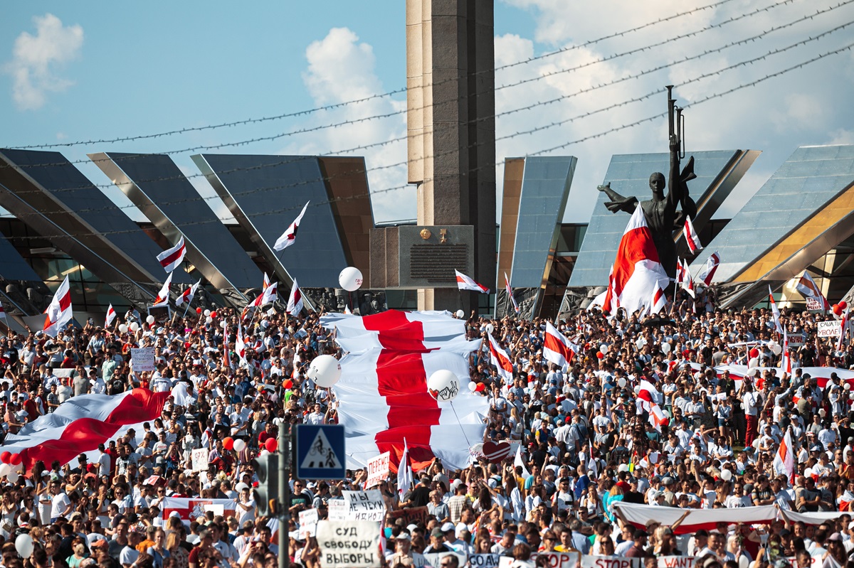 Einer der großen Protestmärsche im August 2020 in der belarussischen Hauptstadt Minsk / Foto © Dimitri Bruschko