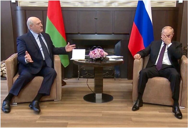 Ein Bild sagt mehr als tausend Worte? – Putin und Lukaschenko bei ihrem Treffen in Sotschi / Foto © Screenshot RT